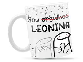 Caneca Leonina Flork Signo Divertida Porcelana Xícara 325ml + Caixa Presente