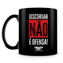 Caneca Linhagem Geek Discordar - 100% Preta - Cerâmica de Alta Qualidade - 325ml