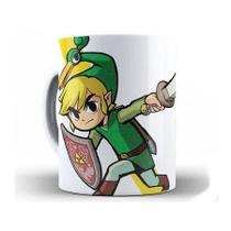 Caneca Link Zelda Personalizada Com Nome + Caixa - Xícara 325ML Porcelana Super Branca Cerâmica Ocarina