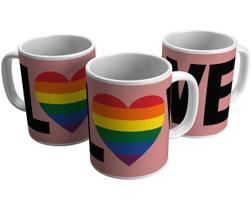 Caneca love coração lgbt bandeira gay pride presente