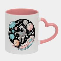 Caneca Love Coração Rosa 325ml ASTRONAUTA DESENHO PLANETAS 2