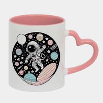 Caneca Love Coração Rosa 325ml ASTRONAUTA DESENHO PLANETAS