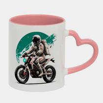 Caneca Love Coração Rosa 325ml ASTRONAUTA MOTO ESPAÇO LUA