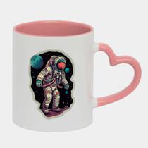Caneca Love Coração Rosa 325ml ASTRONAUTA PLANETAS UNIVERSO
