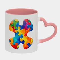 Caneca Love Coração Rosa 325ml AUTISMO PEÇA QUEBRA CABEÇA