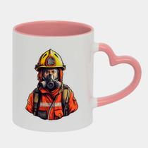 Caneca Love Coração Rosa 325ml BOMBEIRO DESENHO ARTE