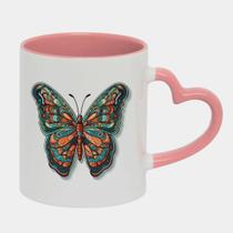 Caneca Love Coração Rosa 325ml BORBOLETA MANDALA ARTE 5