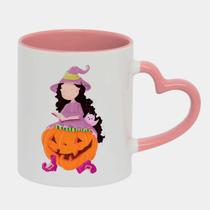 Caneca Love Coração Rosa 325ml BRUXA HALLOWEEN ABOBORA