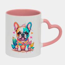 Caneca Love Coração Rosa 325ml BULLDOG FOFO COLORIDO
