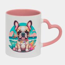 Caneca Love Coração Rosa 325ml BULLDOG FOFO PRAIA DESENHO