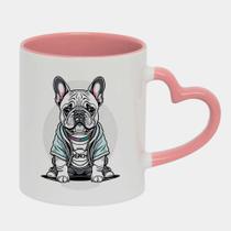 Caneca Love Coração Rosa 325ml BULLDOG POSE FOFO ESTILO
