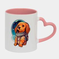 Caneca Love Coração Rosa 325ml CACHORRO ASTRONAUTA SALSICHA