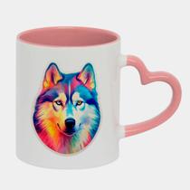 Caneca Love Coração Rosa 325ml LOBO COLORS ARTE CABEÇA