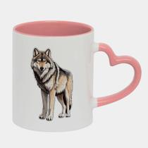 Caneca Love Coração Rosa 325ml LOBO POSE DESENHO