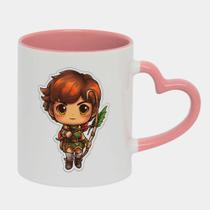 Caneca Love Coração Rosa 325ml MENINO FOFO RPG ARCO FLECHA
