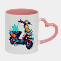Caneca Love Coração Rosa 325ml MOTO VESPA COLORIDA