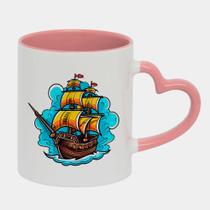 Caneca Love Coração Rosa 325ml NAVIO PIRATA NUVEM MAR