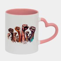 Caneca Love Coração Rosa 325ml NEGROS PUNHOS RESISTENCIA