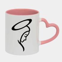 Caneca Love Coração Rosa 325ml NOSSA SENHORA TRACOS MINIMALISTAS