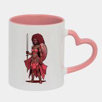 Caneca Love Coração Rosa 325ml OBA ORIXA GUERREIRA ARTE CARTOON