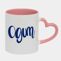 Caneca Love Coração Rosa 325ml OGUM ORIXA ESCRITA