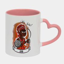Caneca Love Coração Rosa 325ml Orixa Oba Umbanda