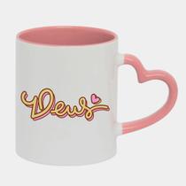 Caneca Love Coração Rosa 325ml PALAVRA DEUS AMARELO CORACAO