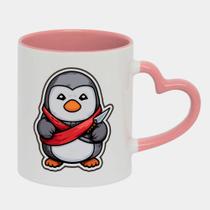 Caneca Love Coração Rosa 325ml PINGUIM NINJA ARTE VERMELHO