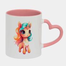 Caneca Love Coração Rosa 325ml PONEI CRINA COLORIDA