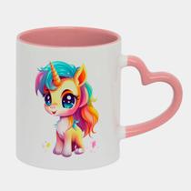 Caneca Love Coração Rosa 325ml PONEI FOFO COLORIDO