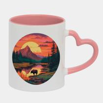Caneca Love Coração Rosa 325ml POR DO SOL MONTANHA RIO
