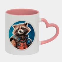 Caneca Love Coração Rosa 325ml ROCKET RACCOON DESENHO ESPACO
