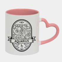 Caneca Love Coração Rosa 325ml SIGNO AQUARIO SIMBOLO MISTICO ARTE