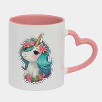 Caneca Love Coração Rosa 325ml UNICORNIO FLORES ROSA