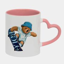 Caneca Love Coração Rosa 325ml URSO TEDDY SKATE ESTILO
