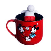 Caneca Love You Mickey Mouse Minnie Mouse Infusor Cerâmica 350ml