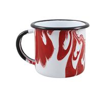 Caneca Luxo Esmaltada Marmorizada Vermelho Grande 370ml Ágata