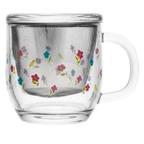 Caneca Lyor lnfusor Tampa Primavera Flores Rosa 330ml Vidro Caneca Lyor lnfusor Tampa Primavera Flores Rosa 330ml Vidro