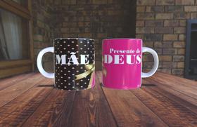 Caneca Mãe Presente de Deus Porcelana Alça e interior cores diversas M&M Presentes Personalizados