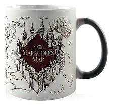Caneca Mágica De Porcelana Mapa Do Maroto Harry Potter Cor Preto