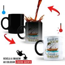 Caneca Mágica Dia dos Pais Porcelana Magica Nascido Pra Pescar Forçado a Trabalhar Caneca Mágica Dia dos Pais Porcelana Magica Nascido Pra Pescar Forçado a Trabalhar