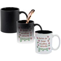 Caneca Mágica Fosca Interna Preta Muda de Cor 325ml ANTES DE FAZER ESCOLHAS CONSULTE JESUS Caneca Mágica Fosca Interna Preta Muda de Cor 325ml ANTES DE FAZER ESCOLHAS CONSULTE JESUS