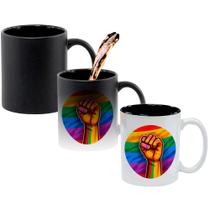 Caneca Mágica Fosca Interna Preta Muda de Cor 325ml BANDEIRA LGBT ARCO IRIS Caneca Mágica Fosca Interna Preta Muda de Cor 325ml BANDEIRA LGBT ARCO IRIS