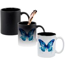 Caneca Mágica Fosca Interna Preta Muda de Cor 325ml BORBOLETA AZUL 3 Caneca Mágica Fosca Interna Preta Muda de Cor 325ml BORBOLETA AZUL 3