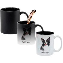 Caneca Mágica Fosca Interna Preta Muda de Cor 325ml Cachorro Border Collie Melhor Amigo