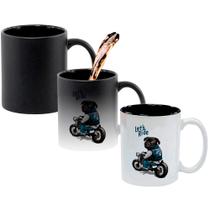 Caneca Mágica Fosca Interna Preta Muda de Cor 325ml CACHORRO BULLDOG MOTO