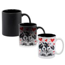 Caneca Mágica Fosca Interna Preta Muda de Cor 325ml CACHORRO CASAL APAIXONADO AMOR NAMORADOS 1