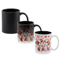 Caneca Mágica Fosca Interna Preta Muda de Cor 325ml CACHORRO CASAL APAIXONADO AMOR NAMORADOS 2