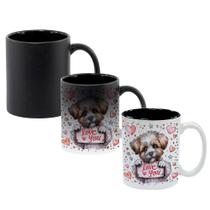 Caneca Mágica Fosca Interna Preta Muda de Cor 325ml CACHORRO DOG APAIXONADO LOVE YOU 6