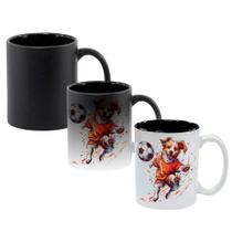 Caneca Mágica Fosca Interna Preta Muda de Cor 325ml CACHORRO FUTEBOL BOLA 1
